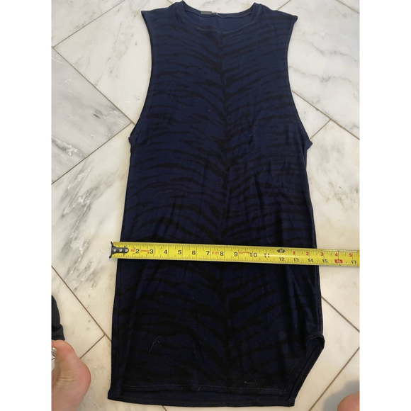 Indah Women’s Sleeveless Mini Dress Black And Navy Zebra Print Large Arm Opening - Picture 7 of 11